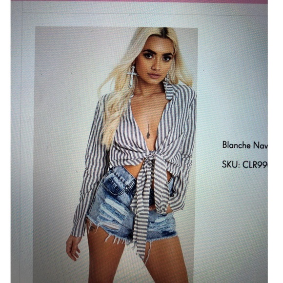 Striped tie waist crop top - Picture 4 of 4